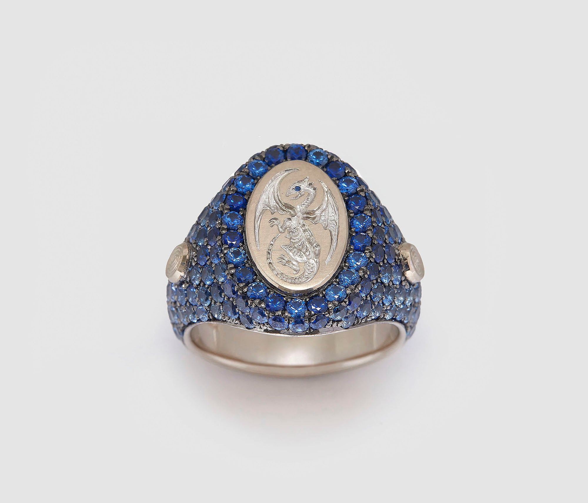 Ombre Sapphire Pavé Signet Ring - POA