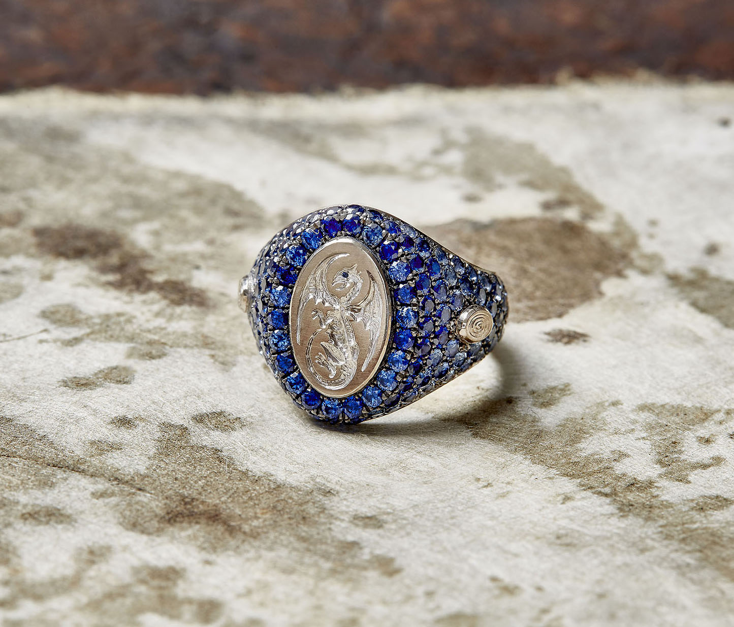 Ombre Sapphire Pavé Signet Ring - POA