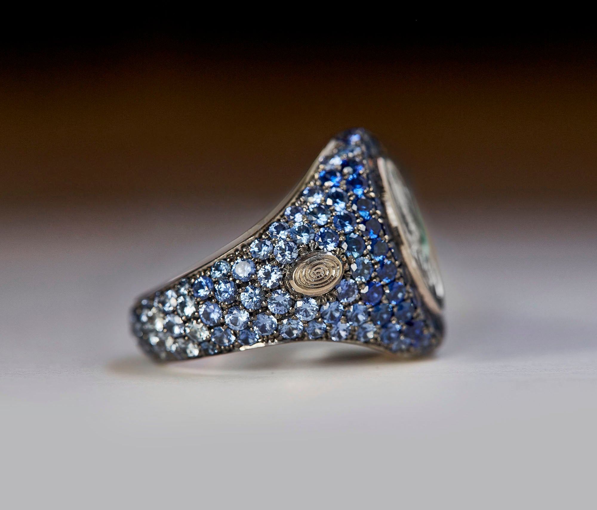 Ombre Sapphire Pavé Signet Ring - POA