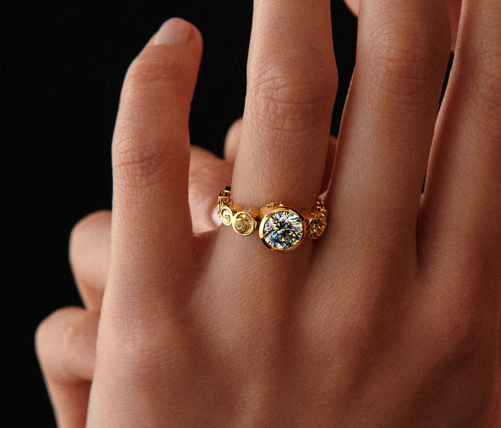 Castro Smith London - Galaxy Space Inspired Engagement Ring Hand Engraved Jewellery