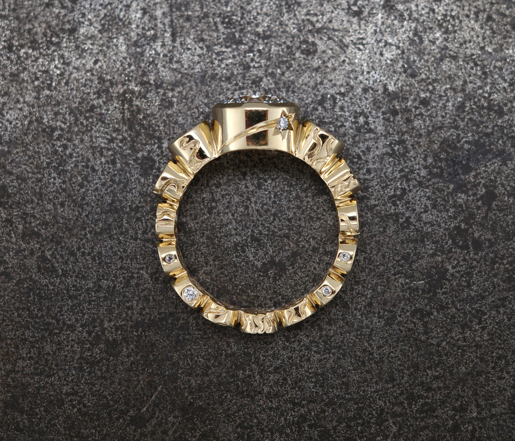 Castro Smith London - Galaxy Space Inspired Engagement Ring Hand Engraved Jewellery