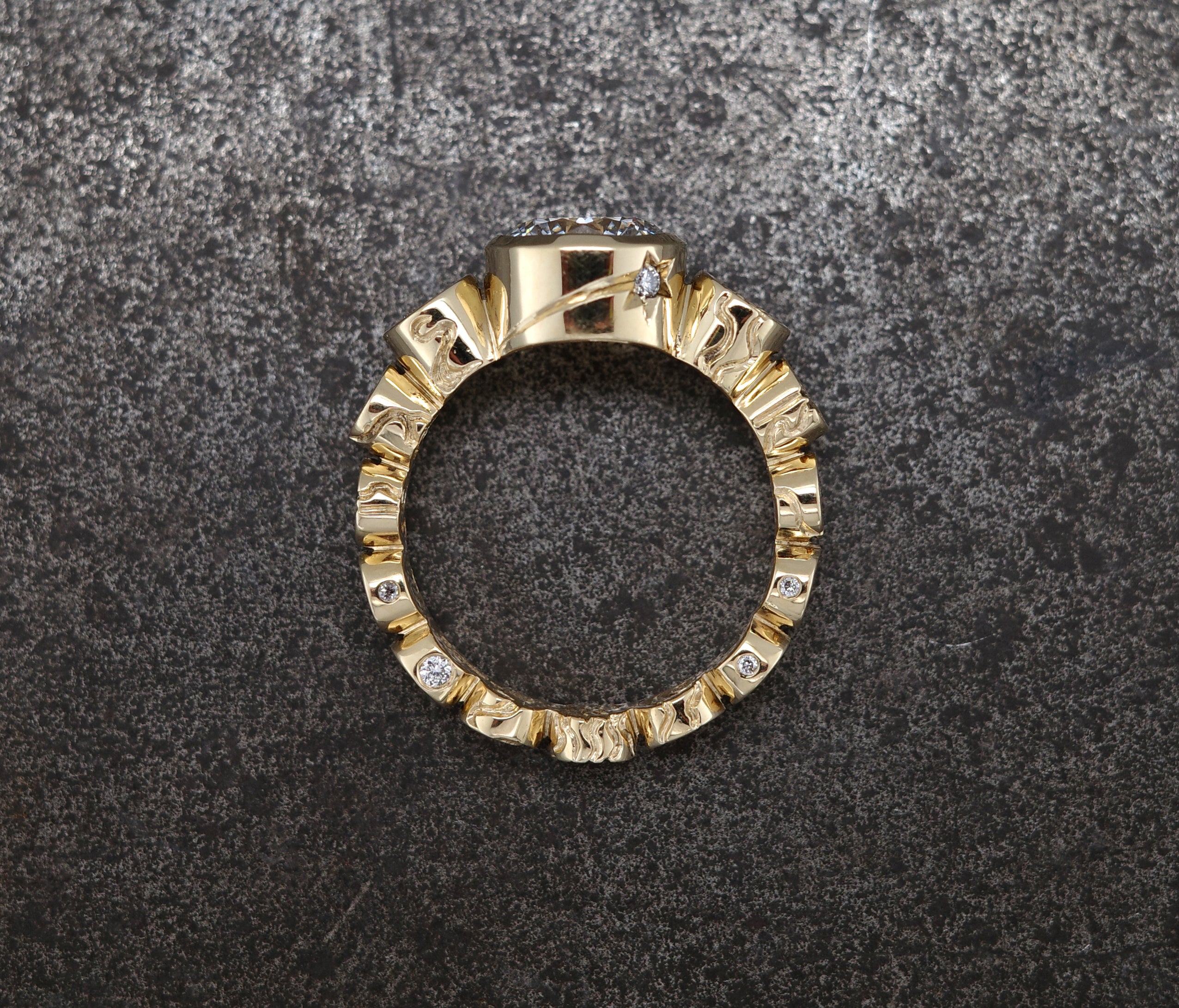 Castro Smith London - Galaxy Space Inspired Engagement Ring Hand Engraved Jewellery