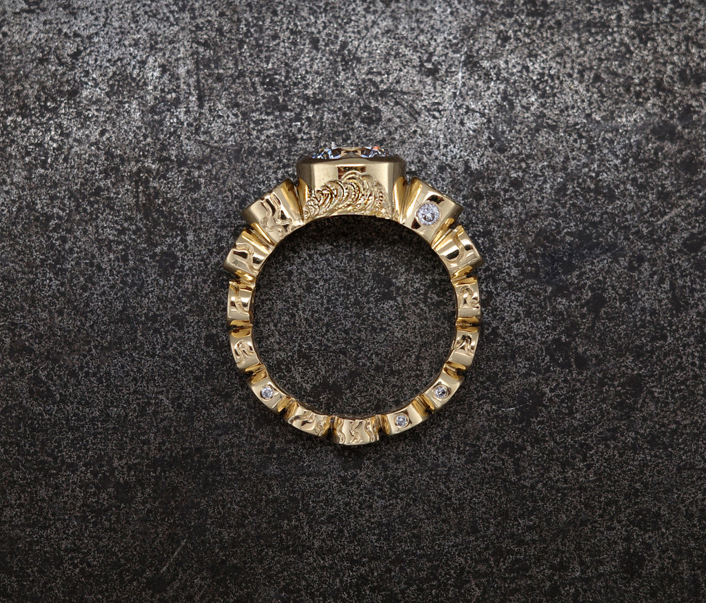Castro Smith London - Galaxy Space Inspired Engagement Ring Hand Engraved Jewellery