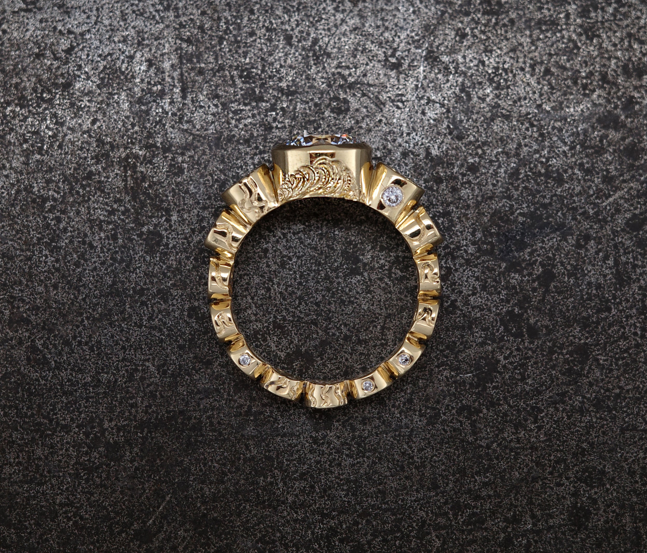 Castro Smith London - Galaxy Space Inspired Engagement Ring Hand Engraved Jewellery