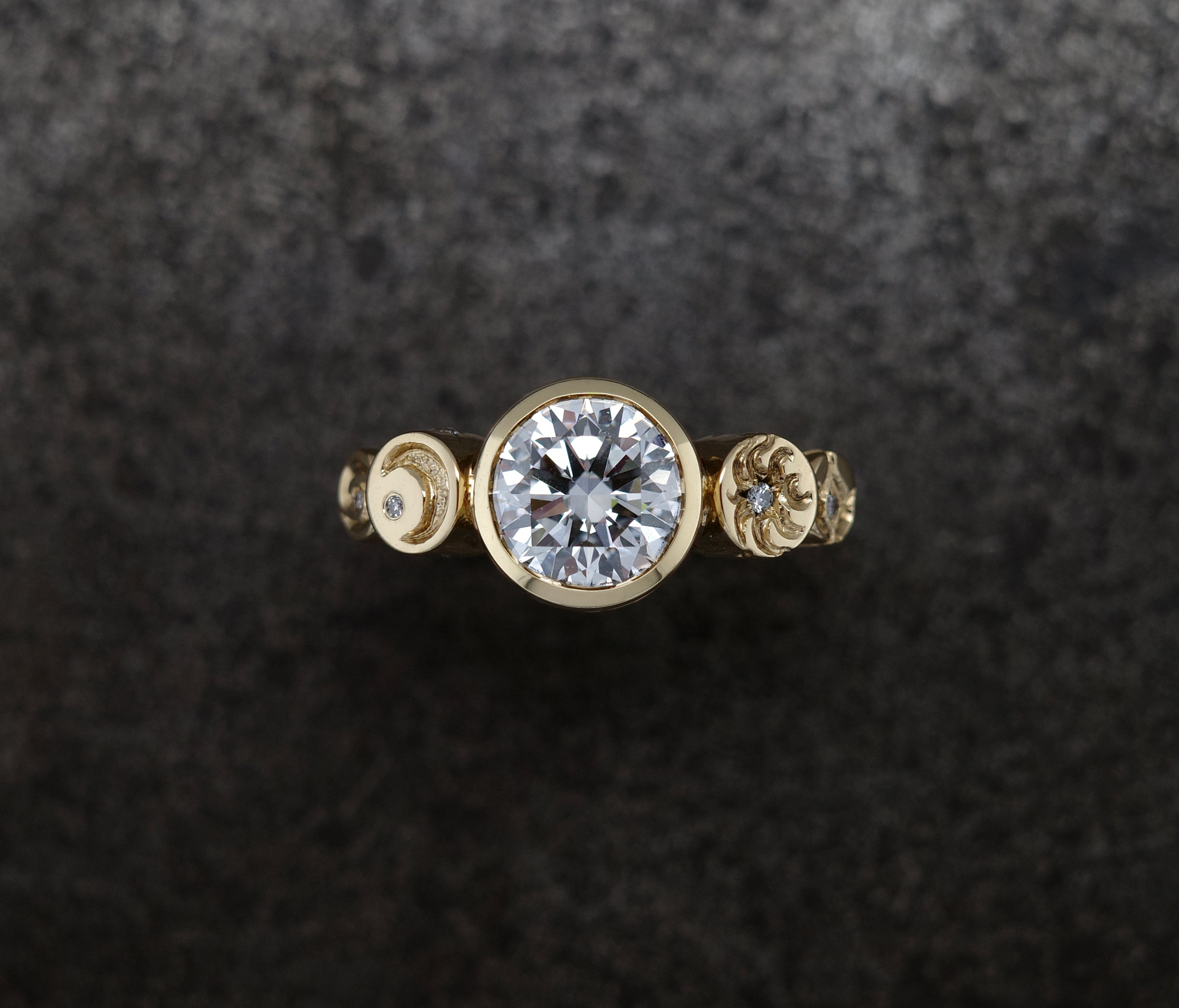 Castro Smith London - Galaxy Space Inspired Engagement Ring Hand Engraved Jewellery
