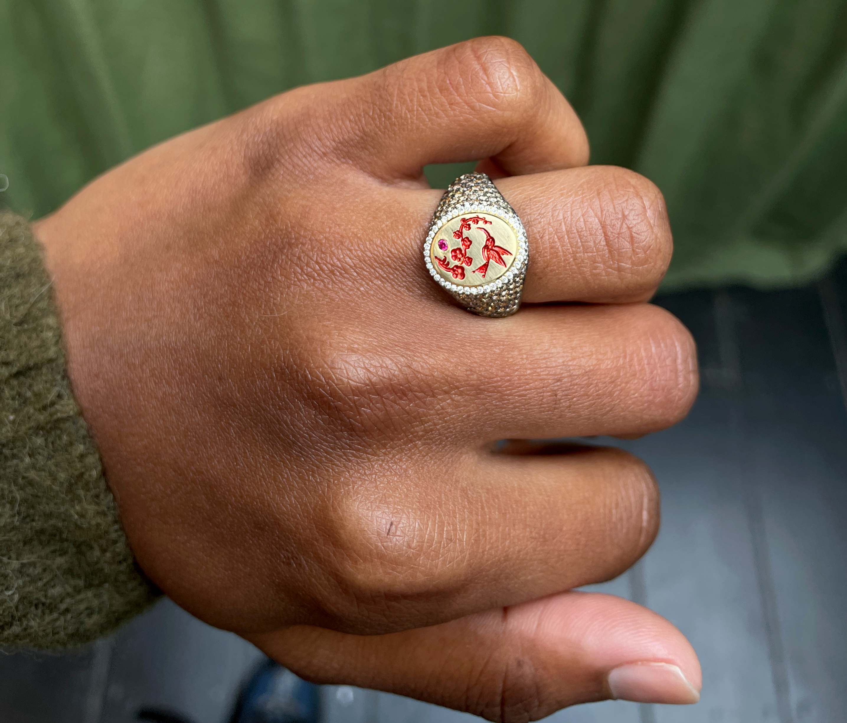 Mini Diamond Pavé Signet Ring - POA