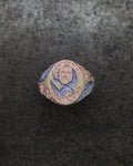 Classic Signet ring with a swooping swallow and flowers 